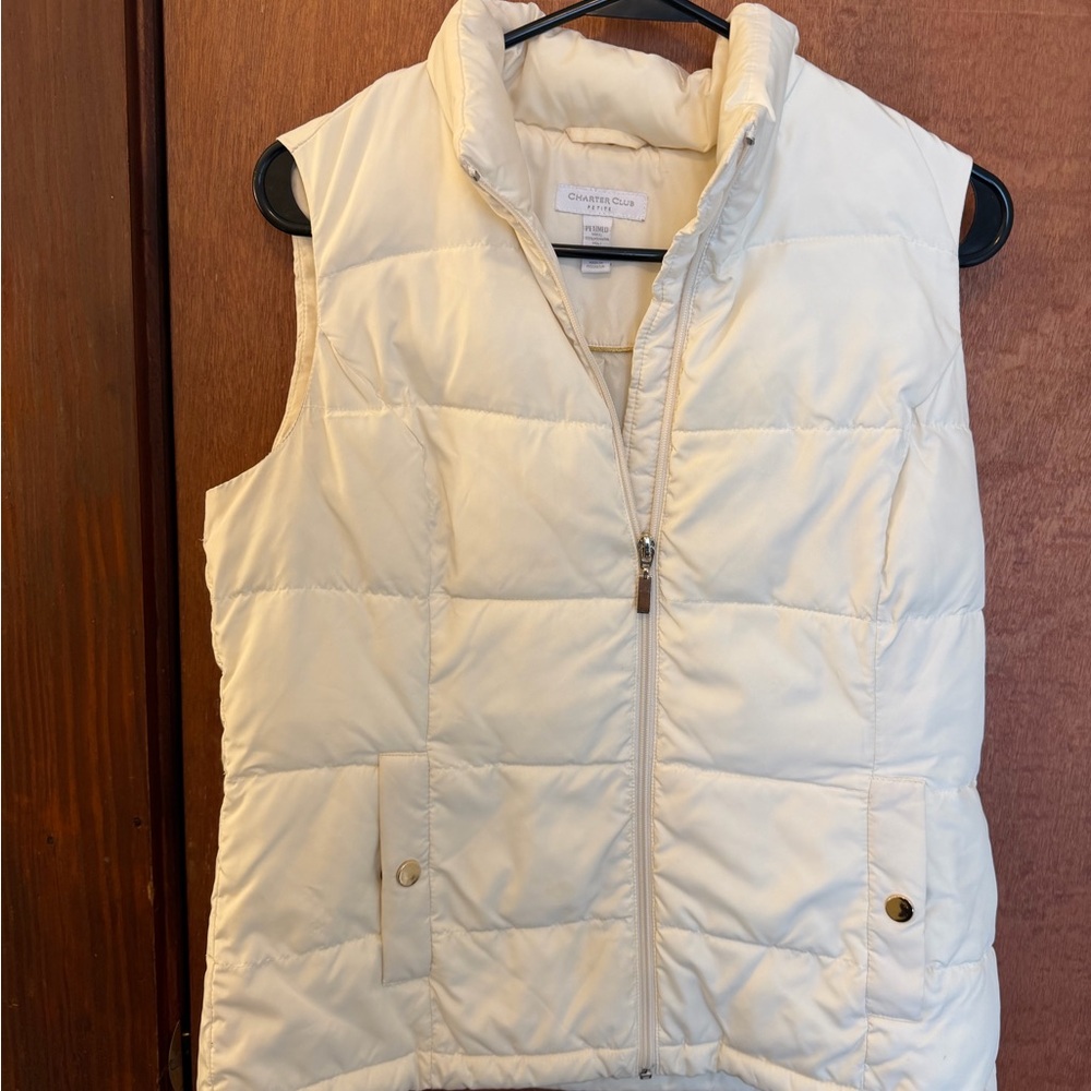 Charter Club Cream Puffer Vest